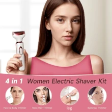 4-In-1 Women's Electric Hair Removal Kit - Includes Electric Hair Clipper, Bikini Trimmer, Eyebrow Trimmer, Nose Hair Trimmer - USB Rechargeable - Portable, Gentle Women's Face, Nose, Legs, And Underarm, Bikini Area Hair Removal - Perfect Women's Gift And Mother's Day Gift - Gold - View 4