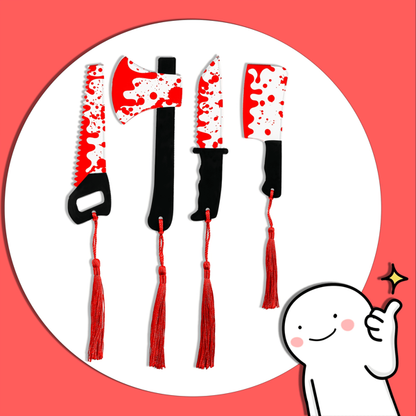 4pcs Acrylic Horror Bookmarks With Red Tassel Acrylic Pendant Book Decor For Halloween