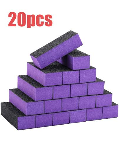 1pc/3pcs/10pcs/20pcs Nail Buffer Block, Medium/Fine Grit 100/180 Finishing Buffers For Acrylic Nails Gel Polish Nails, 3 Way Professional Pedicure Manicure Buffer Kits