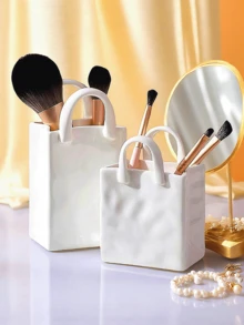 Vintage Handbag Flower Basket - Multifunctional Resin Desktop Storage Box For Makeup Brushes, Glasses And Pens, Polished Surface, Glasses Storage, Pen Storage, Bouquet Storage, Vintage Style - Multicolor - View 7