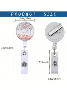 3 件花朵和天空可爱徽章夹，可伸缩卷轴徽章，适合教师、学生、医生、护士、办公室礼品、学校用品、返校 - 粉色 - 查看 2