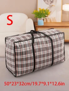 Extra Large Storage Bags, Tote Moving Luggage Bag, Large Capacity Waterproof Clothing Storage Bags For Travelling College Carrying, Dorm Room Essentials Moving Supplies, Grid Pattern Waterproof Handheld Ultra-Large Capacity Storage Bag For Bedding, Moving Box Thickened Waterproof Luggage Bag, Waterproof Grid Printed Storage Bag, Clothes, Moving And Packing, Back-To-School Essentials, Back To School Luggage Organizer For Students - Multicolor - View 14