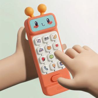 1pc Children's Cartoon Multifunctional Realistic Early Education Phone, Teething Toy, Baby Intelligent Toy, Robot Music Early Education Story Machine, Bilingual Learning Toy, Birthday Gift