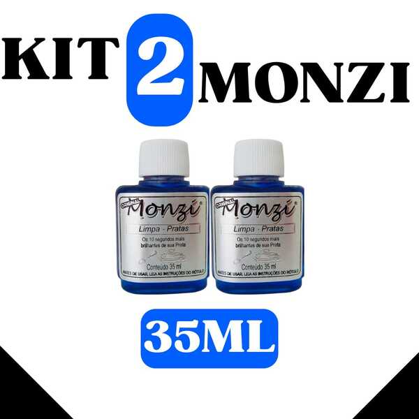 Kit com 2 Frascos de Monzi Limpa Prata - O líder do Mercado - 35ml Cada Frasco