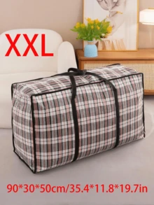 Extra Large Storage Bags, Tote Moving Luggage Bag, Large Capacity Waterproof Clothing Storage Bags For Travelling College Carrying, Dorm Room Essentials Moving Supplies, Grid Pattern Waterproof Handheld Ultra-Large Capacity Storage Bag For Bedding, Moving Box Thickened Waterproof Luggage Bag, Waterproof Grid Printed Storage Bag, Clothes, Moving And Packing, Back-To-School Essentials, Back To School Luggage Organizer For Students - Multicolor - View 16