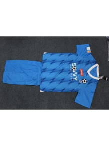 男女休闲运动足球服，时尚透气上衣搭配时尚透气短裤，舒适足球套装，复活节，农历新年，夏季服装，情人节，夏季上衣，斋月，活动大促销 - 藍色 - 查看 2