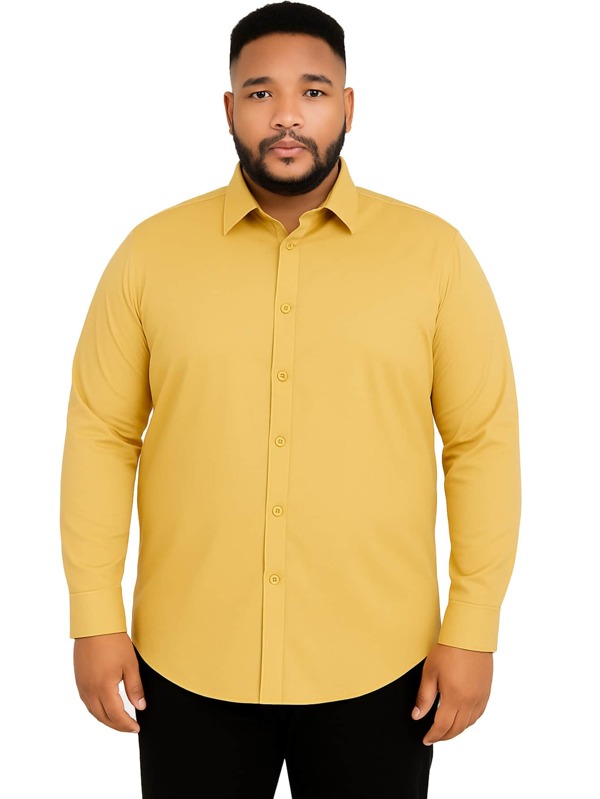 Camisa Masculina Plus Size Slim Fit Manga Longa Lisa G3 G4 G5 Sem Bolso  Social e Casual Confortável e Versátil