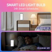 [4pcs Smart Light],Smeileas Smart LED Light Bulb A19, E26 RGBCW Bulb, 9W (60W Equivalent), With Adjustable Colors And Brightness, For All-Purpose Home Lighting, Mood Setting, And Parties