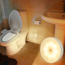 1pc LED Motion Sensor Night Light - Soft Warm White, Instant On, Ready For Hallway And Bathroom. Easy To Use, Auto Sensor, No Switching, Applicable For Bedside, Bedroom, Nursery, Cabinet, Stairs. White Minimalist Design, Warm/White Light, Mini Portable, USB Powered, Built-In Battery