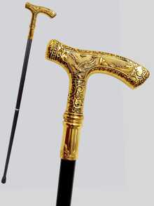 1 件双色 T 形白羊座和鹰星座金箔图案可拆卸优雅金属绅士手杖，适合日常、节日礼物、万圣节角色扮演和舞台表演返校万圣节配饰 - 彩色 - 查看 16