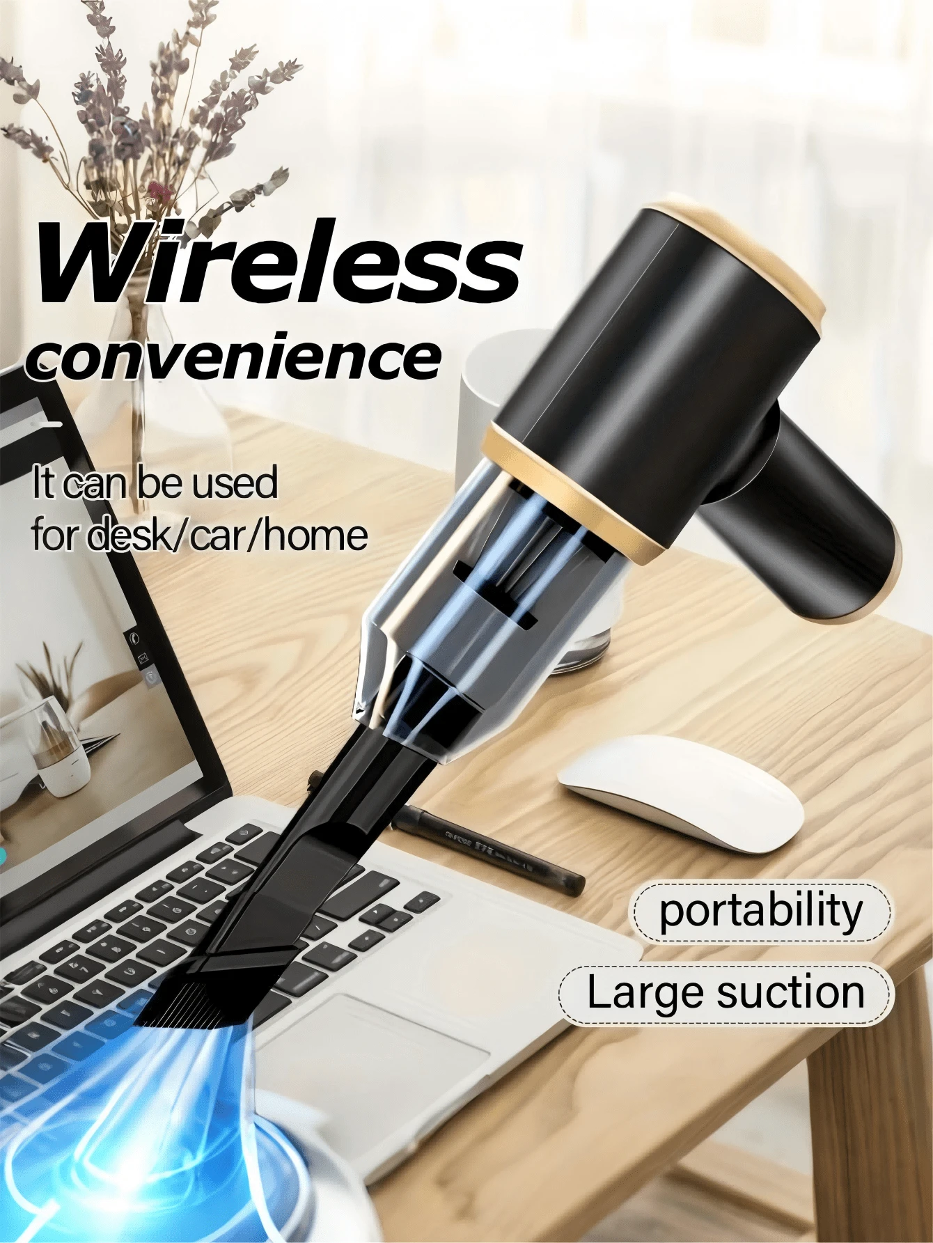 1pc[Home & Car Use]5000Pa High Suction Wireless Vacuum Cleaner, Blow & Vacuum 2-In-1, 7-In-1 Gift Box, USB Rechargeable, Powerful Battery Life, Crevice Cleaning, Sofa Cleaning, Car & Home Cleaning Tool, Halloween & Christmas Gift