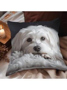 1 件现代马耳他犬印花枕套，45.72x45.72 厘米，双面，可机洗，拉链式涤纶抱枕套，适用于沙发和长沙发，农舍装饰，沙发枕套 - 彩色 - 查看 6