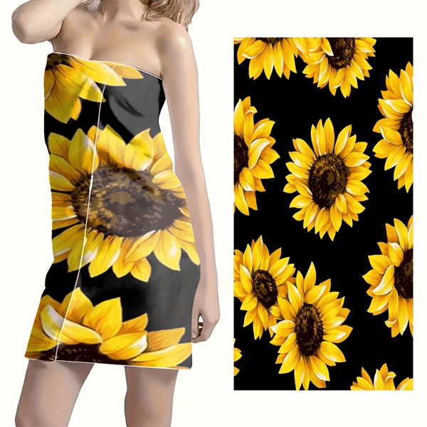1 Stück Sonnenblumen Strandtuch, schnelltrocknend - super weich, super saugfähig aus Mikrofaser, geeignet für Schwimmen und Camping, leicht und perfekt für den Herbst