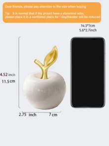 1件简约白色金色苹果形桌面摆件，白色创意波西米亚风格工艺品，适合作为朋友礼物/办公室家居装饰品 - 彩色 - 查看 7