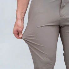 Premium Lycra Tech Comfort Tailored Dress Pants - Beige - View 1