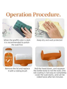 500g Orange Wall Roller Brush Water-Based Latex Paint, White Color, Suitable For Home Wall Repair, Cracking, Dirt Cleaning, Interior Wall Coating - Multicolor - View 6