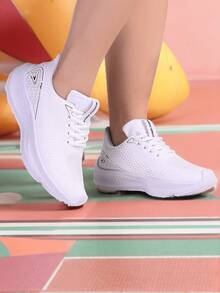 Women's White Casual Sports Shoes For Gym Walking Exercise Running Lightweight Comfortable Flexible Non-Slip - 白色 - 查看 1