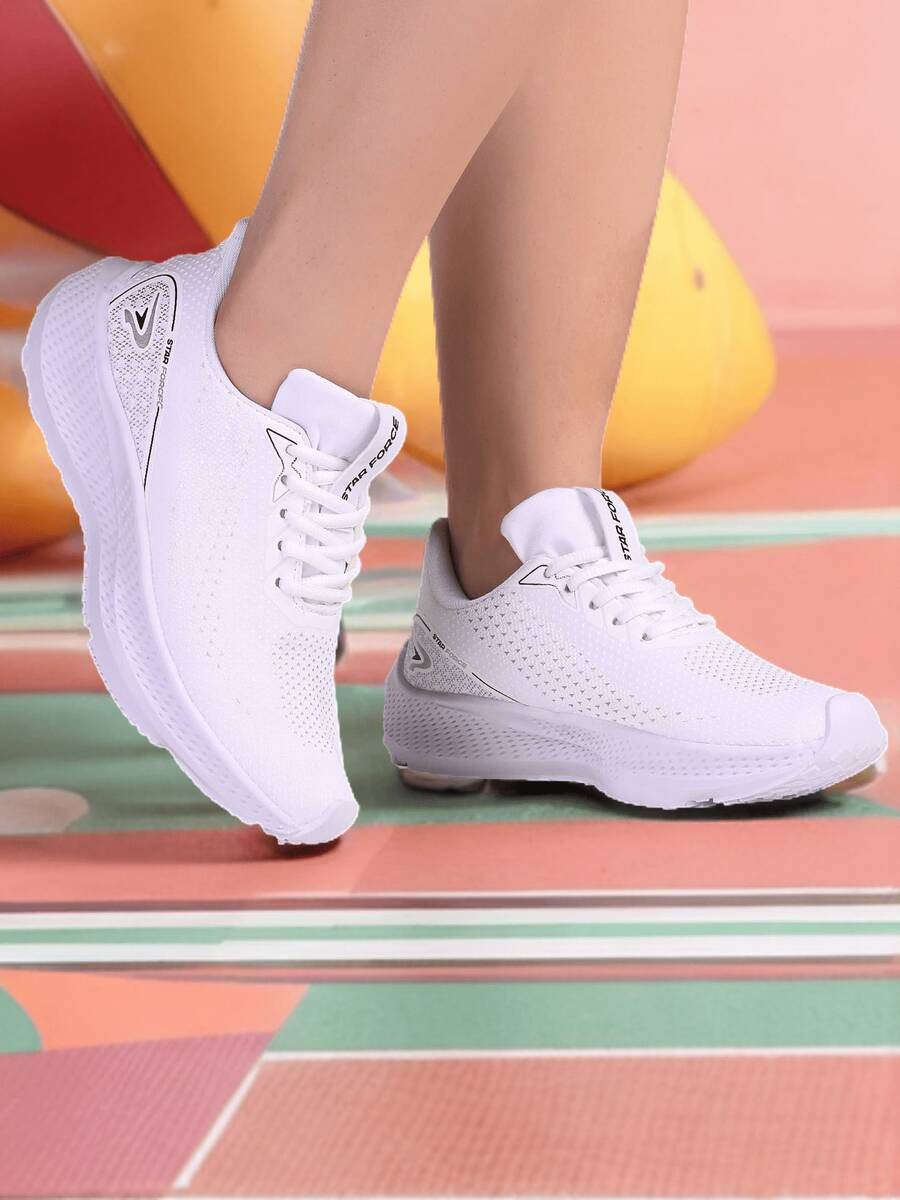 Women's White Casual Sports Shoes For Gym Walking Exercise Running Lightweight Comfortable Flexible Non-Slip - 白色 - 查看 1