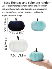 6pcs/Set-Velvet Faux Pumpkins,An Elegant Biue-Themed Combination Suit, Perfect For Fall,Assorted Small Harvest Faux Pumpkins,Decorative Fabric Pumpkins, Foam Pumpkins In Rust Orange White For Fall Wedding Halloween Thanksgiving Table Centerpiece Mantel Farmhouse Decor Fall Autumn,Christmas,Birthday Graduation - Multicolor - View 6