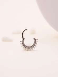 1pc Diamond Zirconia Septum Nose Ring, Cartilage Earring - Yellow Gold - View 13
