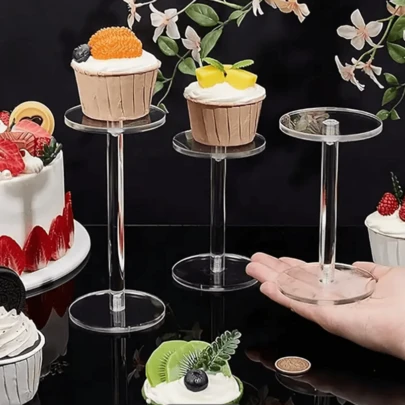 透明亚克力珠宝和香水展示架，适合家庭和商店使用，纸杯蛋糕展示架/现代亚克力展示架/透明展示柜，珠宝展示