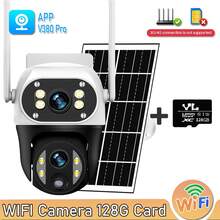1 台太阳能供电 WIFI IP 摄像机 - 12MP 超高清双镜头三屏、350°PTZ 旋转、AI 跟踪、彩色夜视、10 倍变焦、双向音频、PIR 运动检测、智能警报提醒、IP66 防水、无线室外/室内安全摄像头，适用于家庭、办公室、庭院、农场、宠物监控，带移动应用程序，太阳能充电 - 白色 - 查看 14