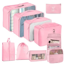 7/8/9 Sets Travel Storage Bag Large Capacity Storage Bag Luggage Organizer Makeup Bag, Toiletry Bag Toiletry Bag Can Be Folded, Waterproof And Dustproof, Portable Toiletries, Shoes, Clothes, Pants, Quilts, Sheets, Can Be Used When The Season Can Travel, Vacation, Shopping, Going Out Family Storage Use