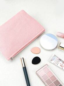 1pc Small Pouch Storage Bag Purse Organizer Small Makeup Bag New Simple, Fashionable And Fresh Corduroy Cosmetic Bag, Recommended Back-To-School Essentials Portable Makeup Bag, Multi-Functional Pencil Case, Cosmetic Brush Holder For Student Dormitory And Travel Home Use