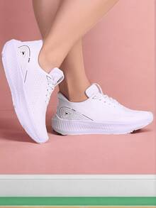 Women's White Casual Sports Shoes For Gym Walking Exercise Running Lightweight Comfortable Flexible Non-Slip - 白色 - 查看 3
