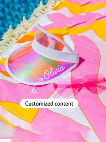 1PC Customized Holographic Visors Beach Personalized Bachelorette Party Gifts Pool Party Favors Malibu Beach Wedding Custom Bridesmaids Hat Pink Sun Visors,Christmas - Multicolor - View 1