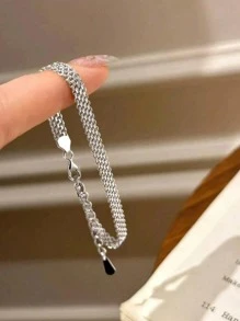 1条925纯银蕾丝缎面手链，奢华女士日常配饰，优雅百搭，适合情人节、生日、派对和日常佩戴。