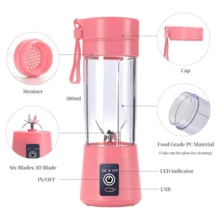 Licuadora portátil, licuadora personal recargable por USB, mini licuadora de batidos - Multicolor - Ver 3