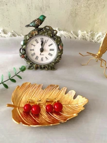 1pc European Light Luxury Tray Ornaments Gold Metal Leaf Shape Small Tray Jewelry Tray Earring Necklace Storage Tray Jewelry Tray - Multicolor - View 8