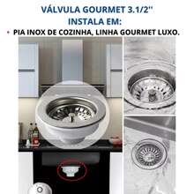 Válvula Gourmet 3.1/2'' de Aço Inox Válvula de Cozinha Luxo + Sifão Universal Flexível Tigre Branco - Branco - Visão 9