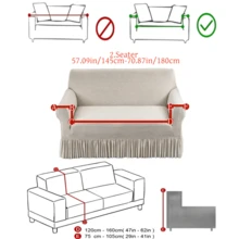 1pc Milk Silk Fabric Anti-Slip Elastic Sofa Cover, Decorative Stretch Sofa Slipcover, Printed Linen Gray Simple Polka Dot, Single/Double/Three/Four Seater Sofa Cover, Linen Gray Printed Multi-Color Simple Sofa Cover, New Style Ruffle Sofa Cover, Suitable For Spring, Summer, Autumn, Winter - Solid Color - View 17