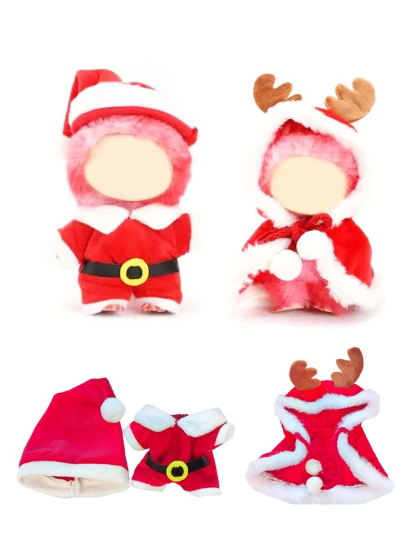 Ropa de muñeca para Labubu, disfraces navideños para muñeca de edición linda Q de 15,01-16,99 cm, accesorios de vestir, regalos interactivos, disfraces de muñeca para regalo de vacaciones (muñeca no incluida)