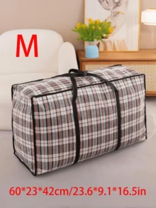 Extra Large Storage Bags, Tote Moving Luggage Bag, Large Capacity Waterproof Clothing Storage Bags For Travelling College Carrying, Dorm Room Essentials Moving Supplies, Grid Pattern Waterproof Handheld Ultra-Large Capacity Storage Bag For Bedding, Moving Box Thickened Waterproof Luggage Bag, Waterproof Grid Printed Storage Bag, Clothes, Moving And Packing, Back-To-School Essentials, Back To School Luggage Organizer For Students - Multicolor - View 13