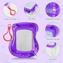 Paquete de 12 pizarras magnéticas mini con llaveros para niños, blocs de dibujo educativos, juguetes de pintura y escritura borrables, ideales para recuerdos de fiesta, regalos, edades 3-6 - Material de plástico (el artículo real no viene con cuerda)