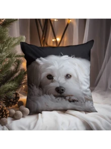 1 件现代马耳他犬印花枕套，45.72x45.72 厘米，双面，可机洗，拉链式涤纶抱枕套，适用于沙发和长沙发，农舍装饰，沙发枕套 - 彩色 - 查看 5