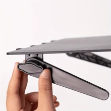 1pc Adjustable Tilt TV Mount Holder With Plastic Top Shelf, For Home Office, No Electricity Required, Media Box And Router Organizer, Desktop Computer Monitor Stand - Black - View 5