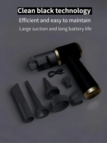 1 件[家庭和汽车使用]5000Pa 高吸力无线吸尘器，吹扫和吸尘二合一，7 合 1 礼盒装，USB 可充电，电池寿命长，缝隙清洁，沙发清洁，汽车和家居清洁工具，万圣节和圣诞节礼物 - 黑色 - 查看 5