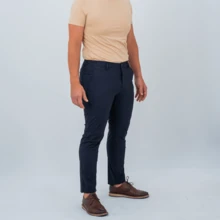 Premium Lycra Tech Comfort Tailored Dress Pants - Azul Marino - Ver 4