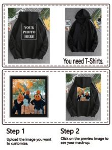 Personalized Text & Photo Customized Men's Hoodie Sweatshirt For Valentine's Day, Autumn/Winter - Upload Your Friend/Family Photo, Selfie, Group Photo, Landscape, Pet Photo, Or Logo - Black - View 4