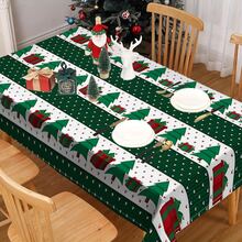 1pc Rectangular Tablecloth, Fresh Winter Theme Tablecloth | Christmas Season Healing Dining Table, Party Atmosphere Setter, Suitable For Daily Home Living Room Dining Room, Outdoor Picnic, Theme Events, Lightweight And Washable, Can Be Used Indoors/Outdoors