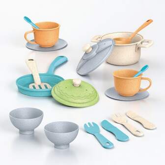 Children's Play Kitchen Toys, Baby Realistic Cooking Toy Accessories, Straw Material Pretend Play Frying Pan And Spatula Suitable For Toddler Toys, Gifts For Boys And Girls (Random Color)