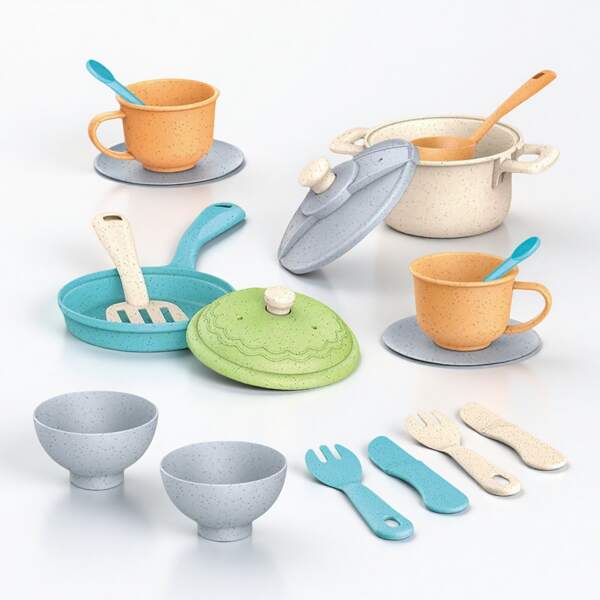 Children's Play Kitchen Toys, Baby Realistic Cooking Toy Accessories, Straw Material Pretend Play Frying Pan And Spatula Suitable For Toddler Toys, Gifts For Boys And Girls (Random Color)