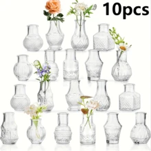 Bộ 10 bình thủy tinh Bohemian | Bình hoa cưới mini mộc mạc, Trang trí bàn ăn & nhà, Chai trang trí Giáng sinh, Bình hoa thủy tinh cổ điển nhỏ, Bình hoa trong suốt số lượng lớn, Chai khuếch tán, Trang trí trung tâm, Bình hoa trong suốt dễ thương dùng để trang trí nhà cửa và đám cưới - Nhiều màu - Xem 11