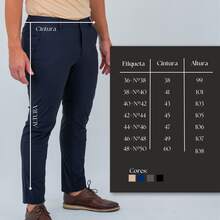 Premium Lycra Tech Comfort Tailored Dress Pants - Azul Marino - Ver 7