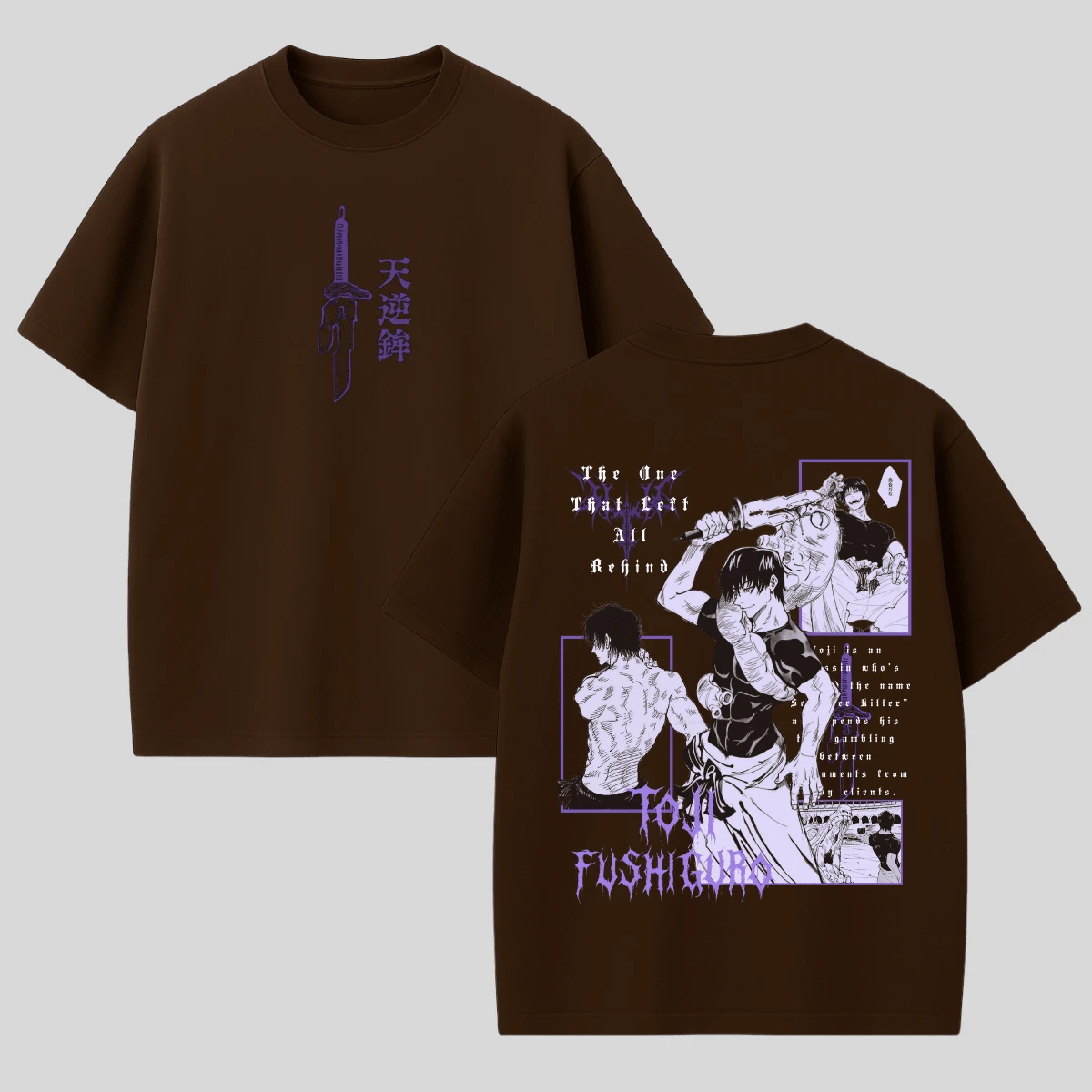 Anime  Fushiguro Toji Printed Oversized T-Shirt Unisex Shirt - Rỉ Nâu - Xem 1