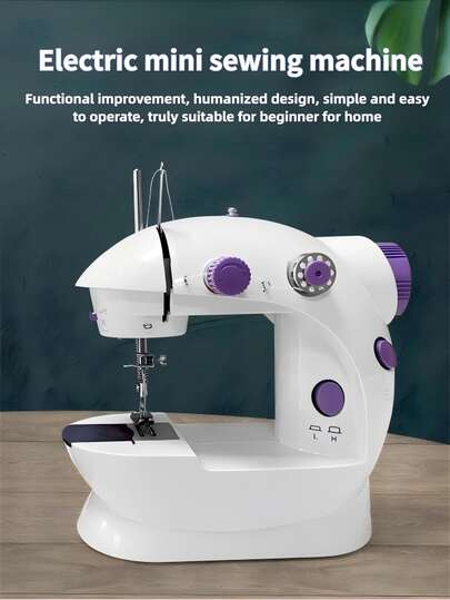 1pc Electric Sewing Machine, Portable Mini Sewing Machine For Home Use, 12 Stitches, Speed Adjustment, Automatic Threader, Foot Pedal With Night Light, Purple, DIY Crafting & Repair Tool, Great Gift For Parents, Christmas Or Halloween